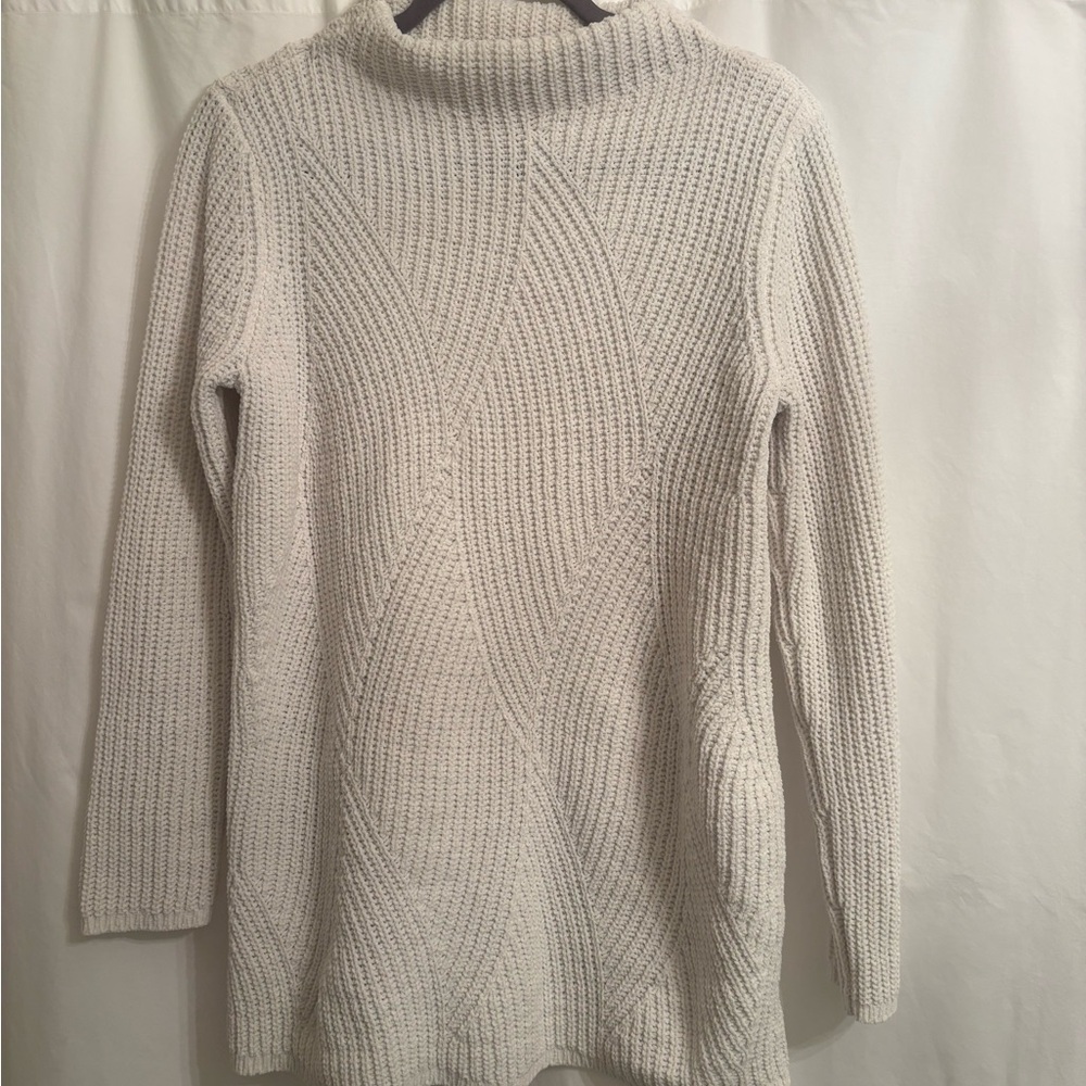 J. Jill Textured Cream Cowl Neck Sweater